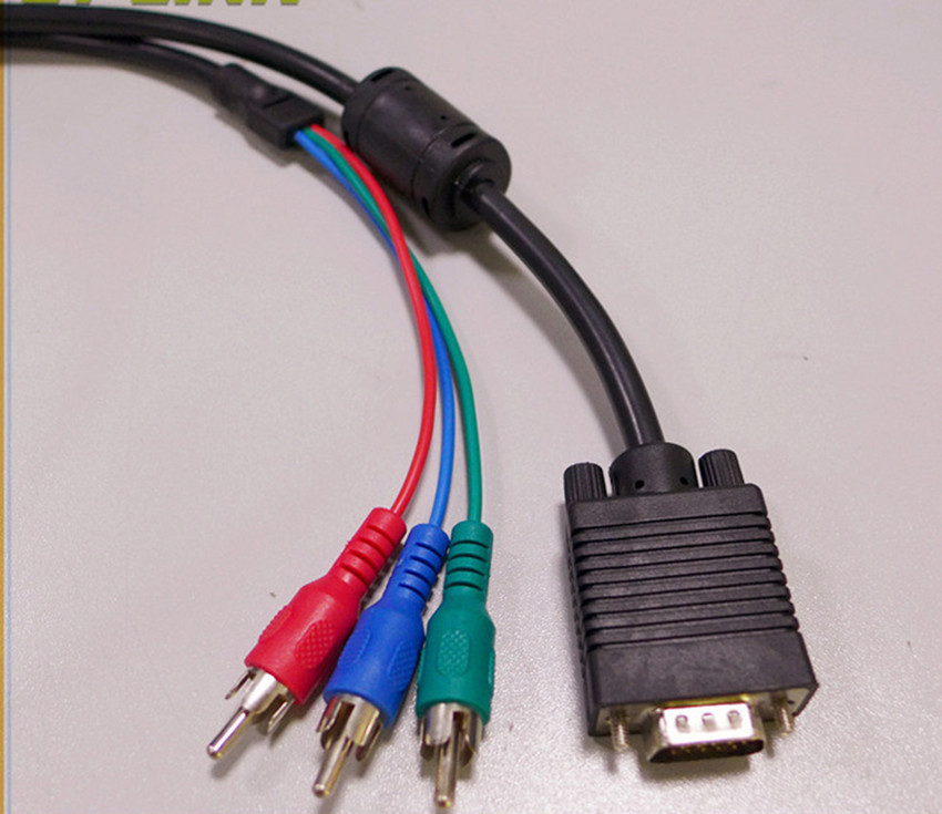 5米 vga转3rca 红绿蓝 高清线 电视连接线
