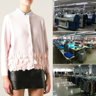 淘工厂 手工刺绣女装来样贴牌欧美羊绒毛衫 实力加工厂针织开衫女