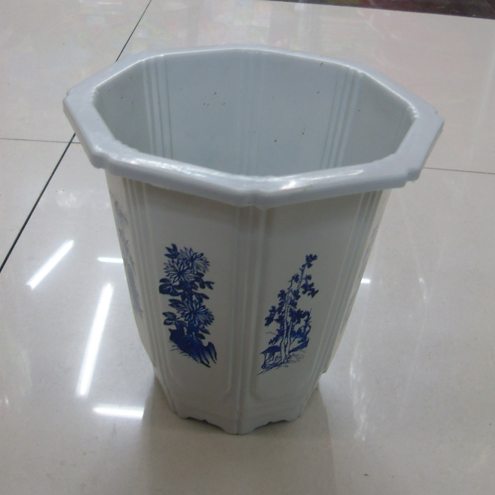 塑料兰花盆仿青花瓷花盆 六边兰花盆 白色花盆 兰花种植专用