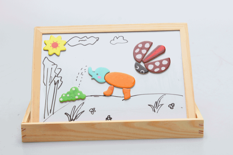 木丸子欢乐农场动物拼拼乐双面画板立体磁性拼图儿童木制益智玩具