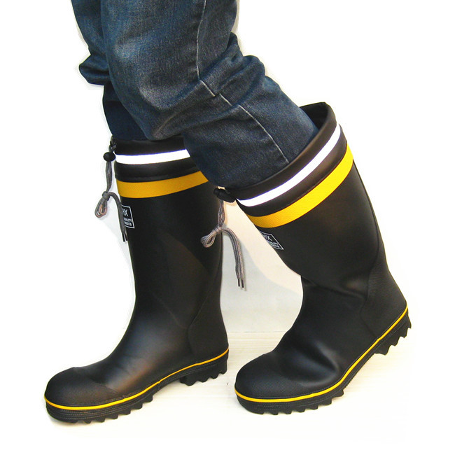 外贸防砸防穿刺工矿劳保鞋橡胶高筒男士钢包头雨鞋钢底板i雨靴