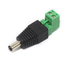 Connector 绿色端子免焊接DC 公头  DC5521电源插头 弯角DC接头