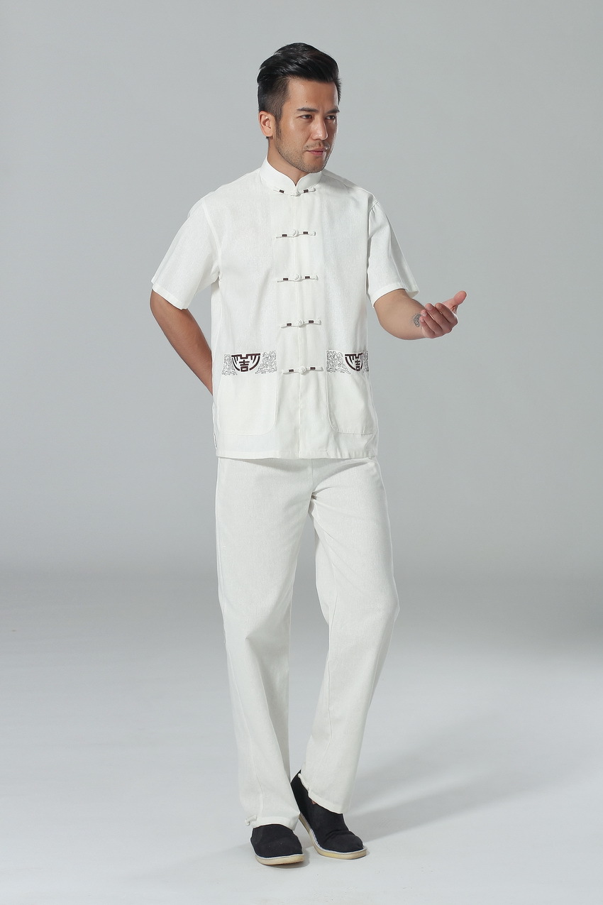 批发短袖唐装ab0002 男款棉麻太极服