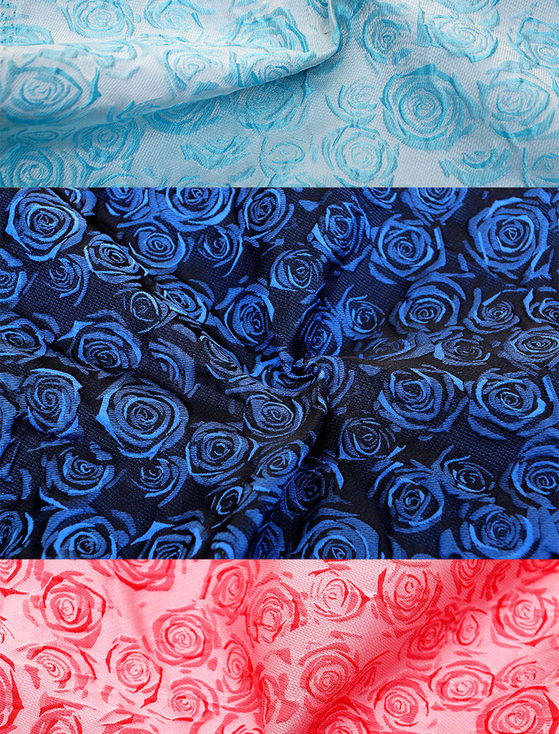 时尚高贵玫瑰花图案提花色织面料 优质**服装面料 色织布批.