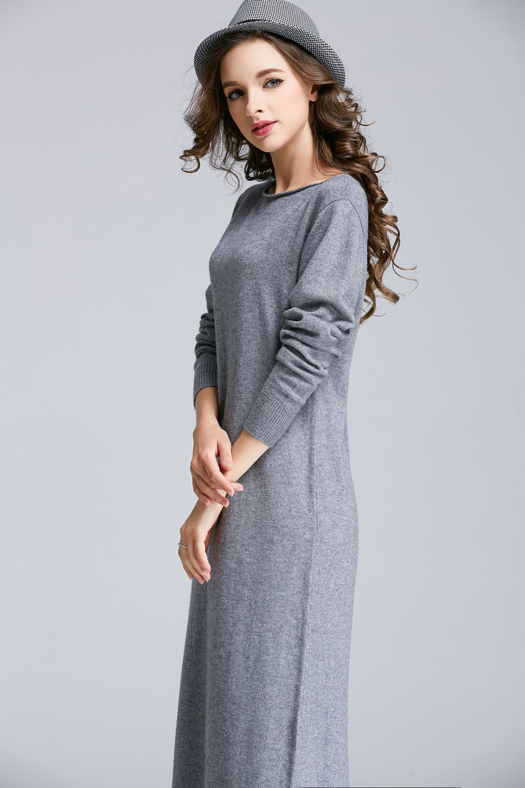 思秋冬装新款羊绒衫中长款圆领针织衫套头打底衫羊毛衫毛衣女装