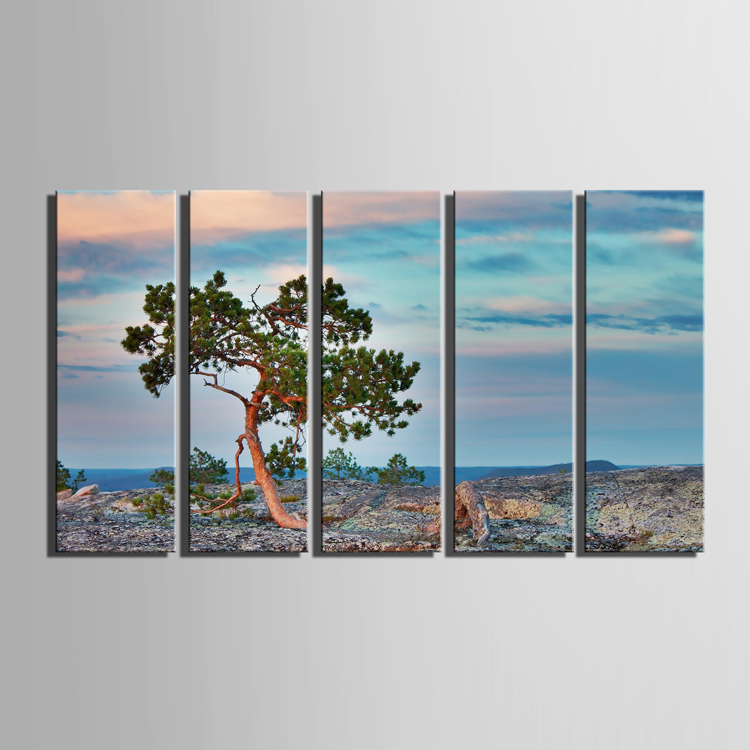 山顶的树装饰画无框画挂画五联客厅餐厅书房过道厂家直销一件代发