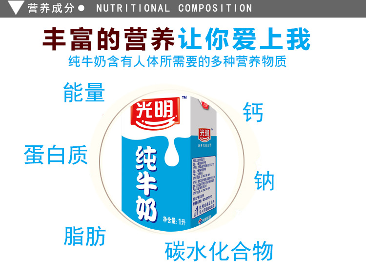 光明纯牛奶盒装1l12盒箱12l装