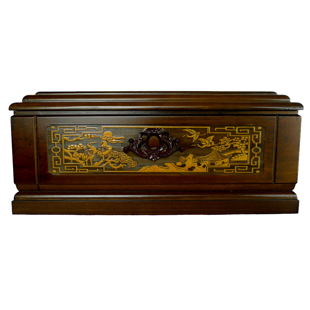 厂家批发殡葬用品盛世通宝38公分木制骨灰盒精品骨灰盒寿盒