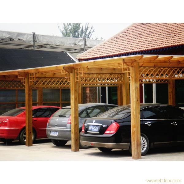 户外木质停车棚别墅樟子松防腐木停车棚加玻璃公园碳化木葡萄架