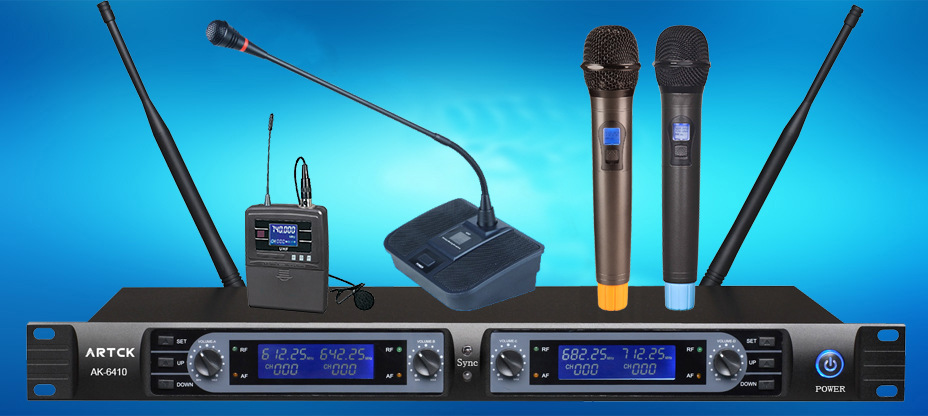 ak-6410 uhf 四通道红外对频无线会议话筒 性能优越 美观大方