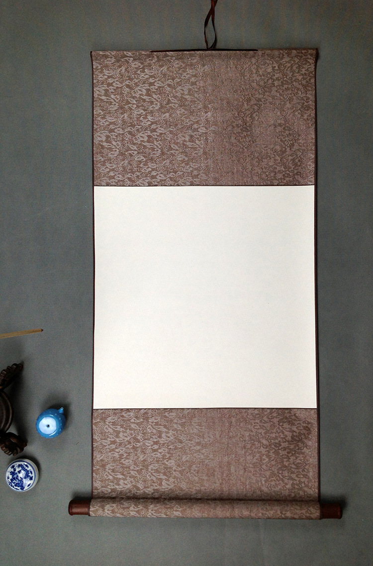 空白挂轴卷轴 书画生宣纸画轴立轴 全绫精装裱定做批发 厂家直销