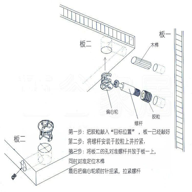 厂家直供家具五金螺杆连接件加厚衣柜三合一连接件