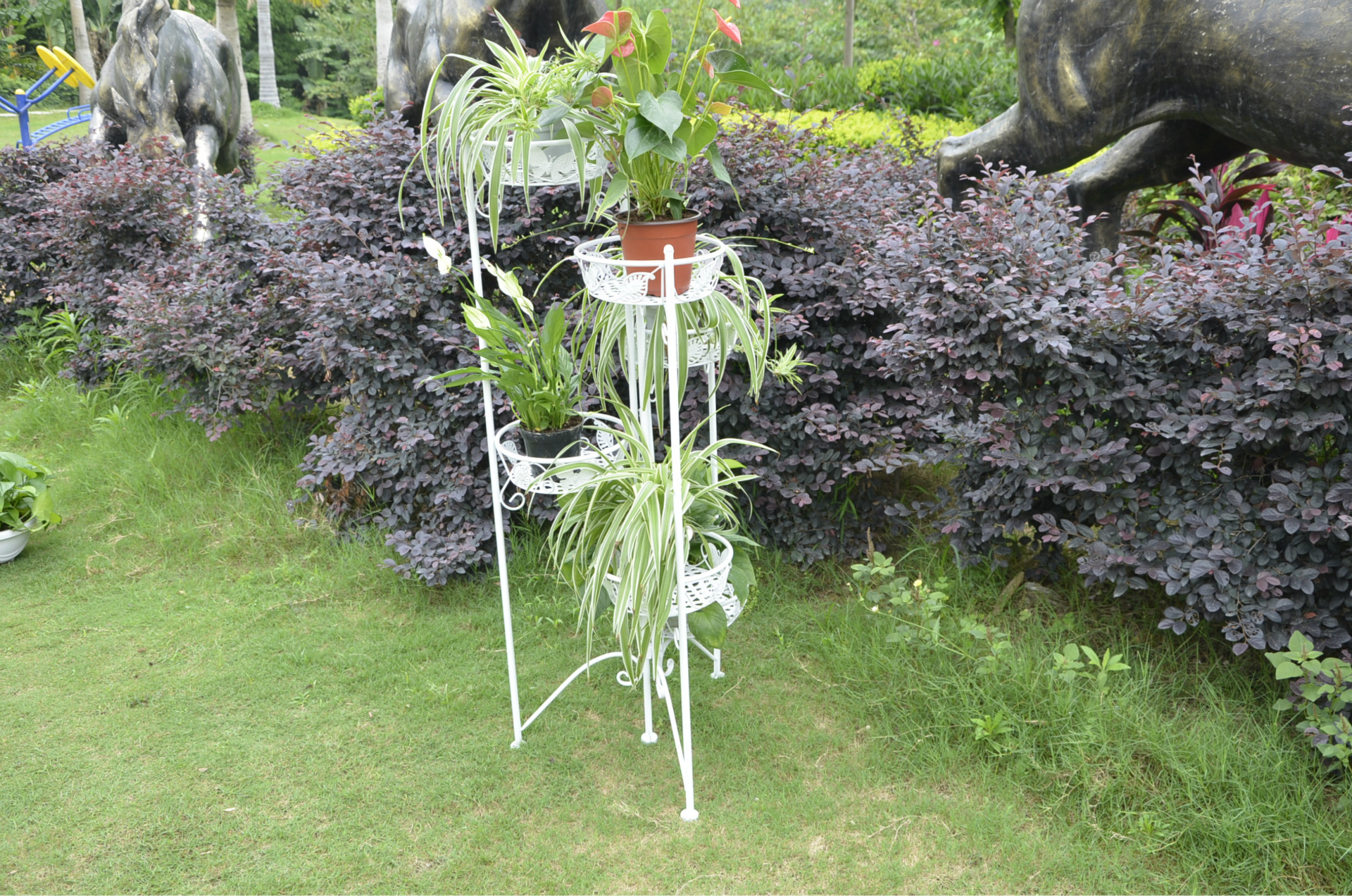 欧式风格铁艺花架多层景观绿萝可移动落地式花架花盆架