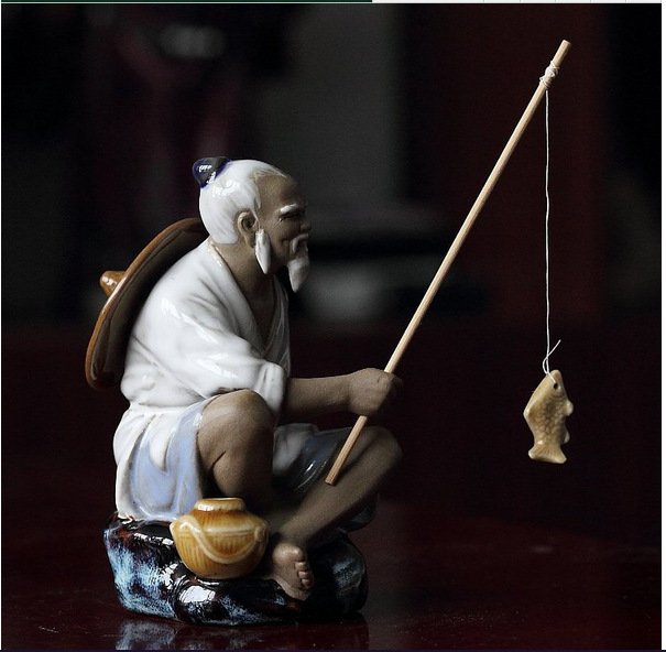 厂家直销姜太公钓鱼石湾人物陶瓷工艺品摆件客厅卧室家居饰品公.