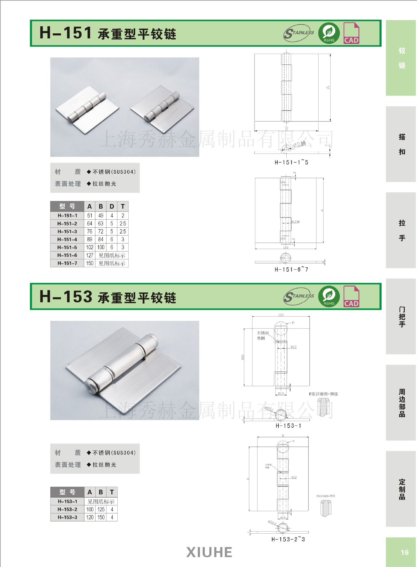 重载型平面合页 takigen                    品牌:xiuhe 型号:h