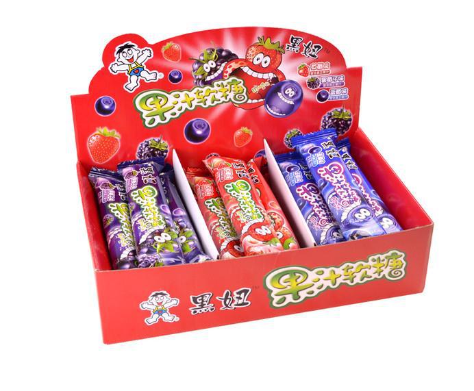一级批发38g 旺旺黑妞果汁糖软糖蓝莓味黑莓味草莓味