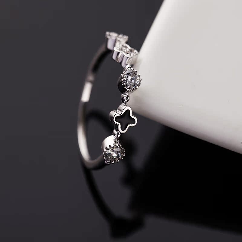 韩国女生手饰锆石微镶四叶草戒指时尚高档指环配饰淘宝热卖女戒