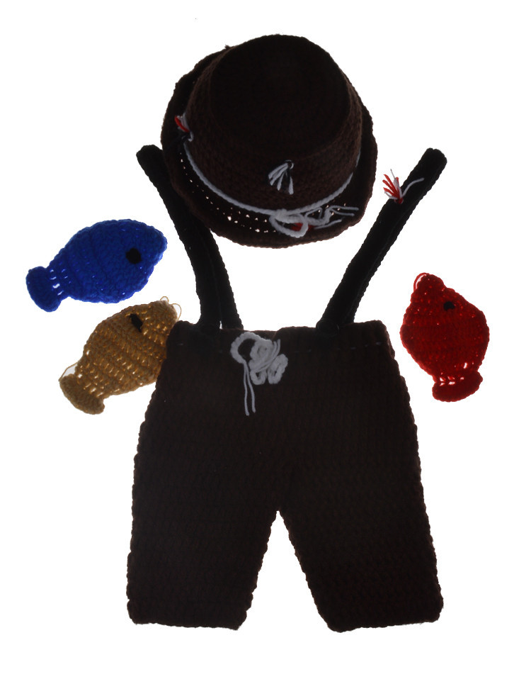 跨境货源 婴儿渔夫造型拍照帽 婴儿渔翁造型摄影套装 ebay热卖