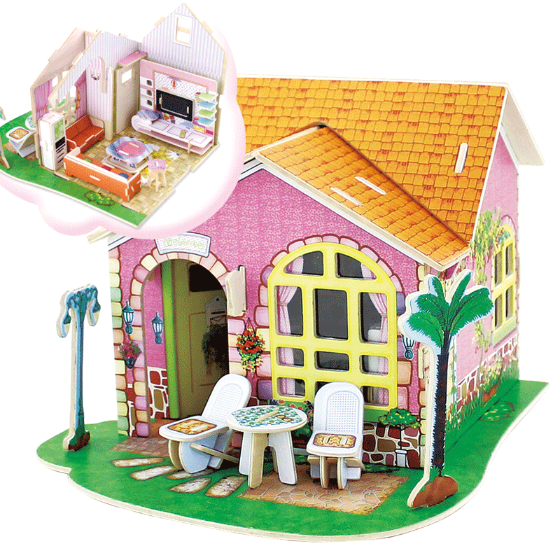 若态 女孩diy梦幻别墅拼板 木质3d立体拼图 成人儿童拼装模型9.