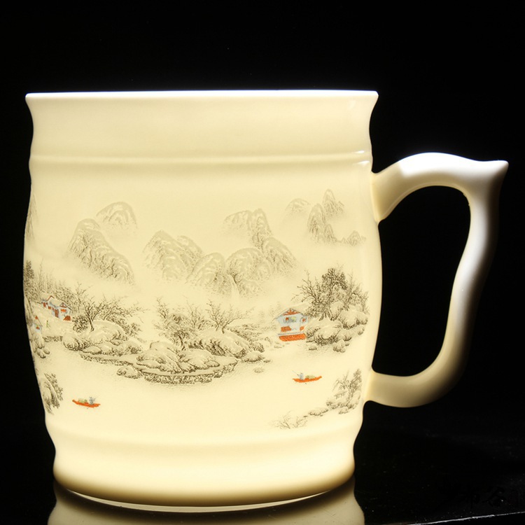 cbdi41景德镇陶瓷杯骨瓷老板杯水杯夫妻泡茶杯礼品杯定制厂家批发