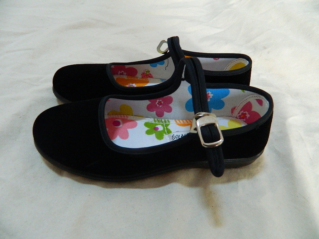 儿童一带平绒布鞋 小孩黑平绒布鞋童鞋