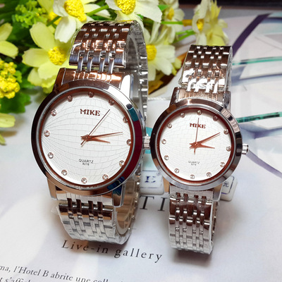 新款米可mk情侣表 镶钻时尚休闲防水男士手表女款 厂家货源批发