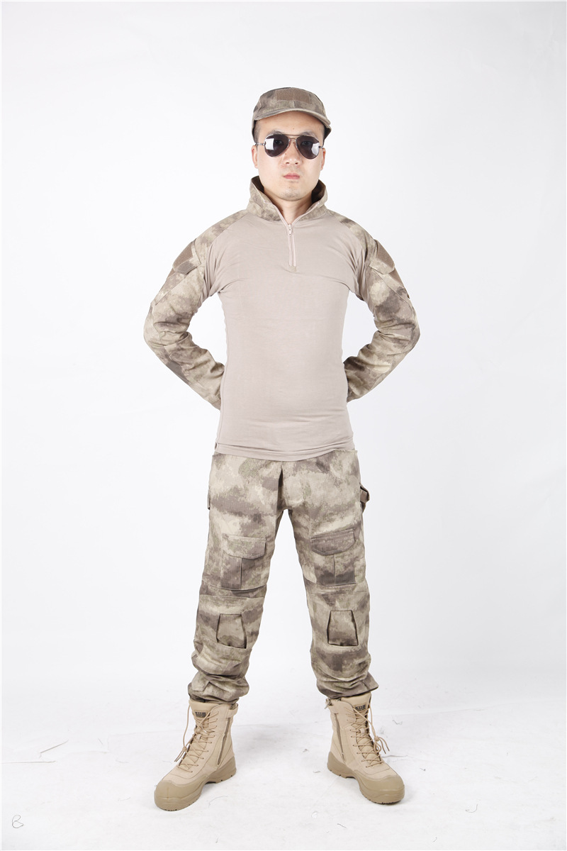 新款耐磨网格弹力棉特种兵长袖蛙服cs作战作训 透气速干迷彩.