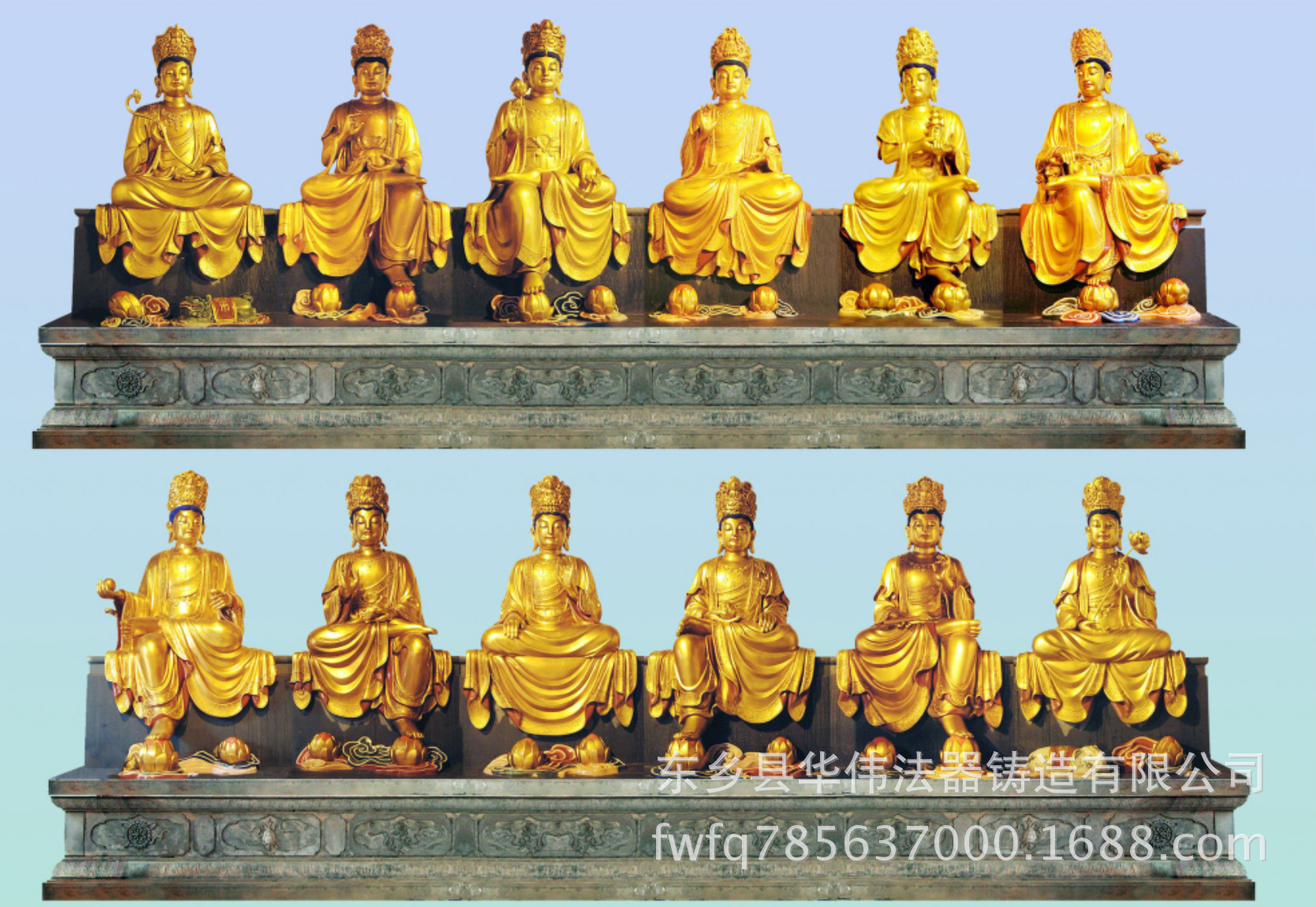 供应十二圆觉观音佛像,玻璃钢佛像,定制木雕十二圆觉佛像