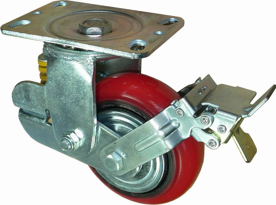 厂家直销供应弹簧脚轮减震轮 汽车配件厂专用万向脚轮 聚氨酯轮子