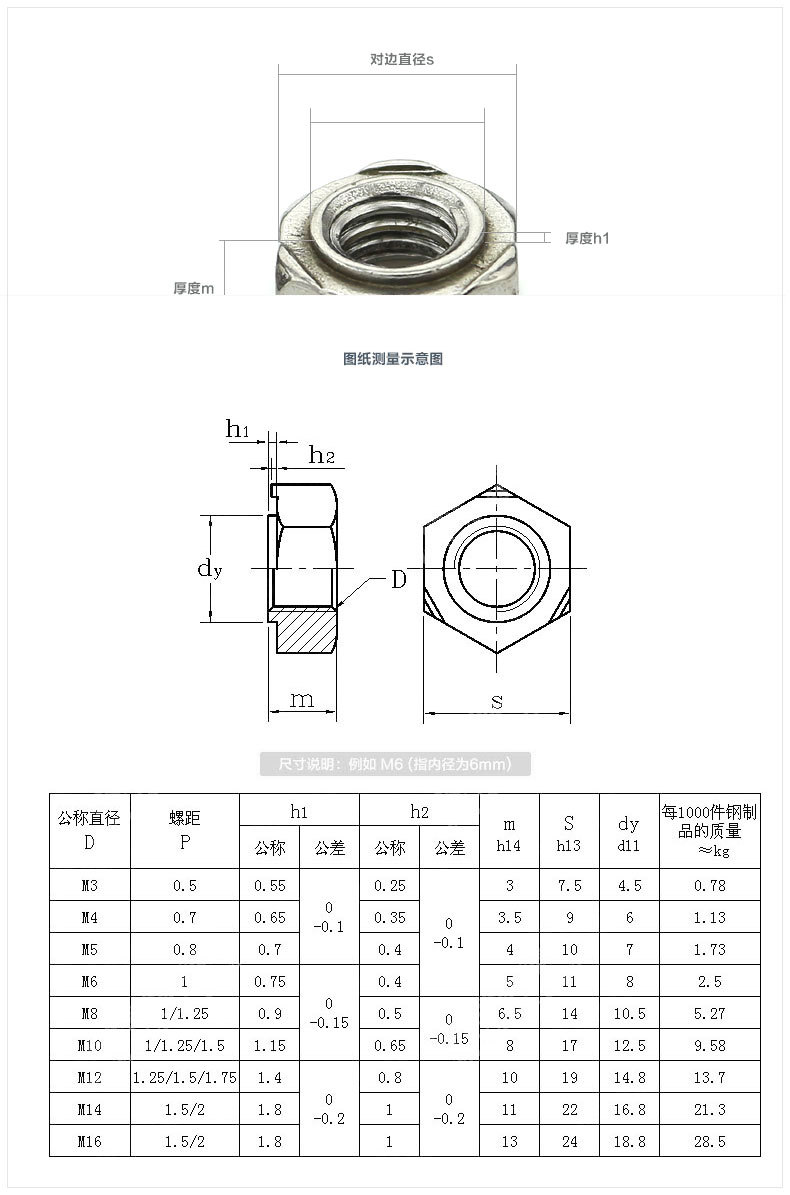 m6螺母外径多大图片