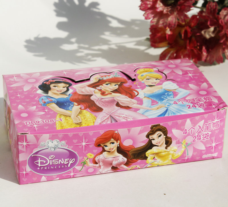 联众公主9308可爱笔帽 正版迪斯尼4入儿童铅笔套文具