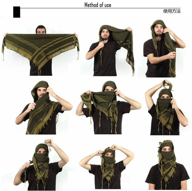 cqb户外冬季防风围巾 阿拉伯方巾战术围巾 保暖头巾 纯棉加厚男女