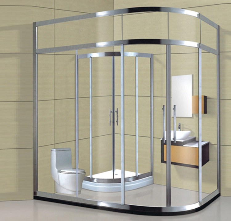 优质不锈钢扇形淋浴房 3c认证钢化玻璃淋浴房 带天窗超高玻璃房