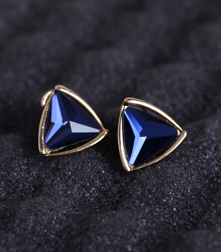 韩版夜店夸张性感潮女 三角形大宝石耳钉耳环个性水晶耳饰