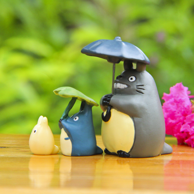 宫崎骏となりのトトロ祈福许愿打伞龙猫&叽喳园艺微景观造景公仔
