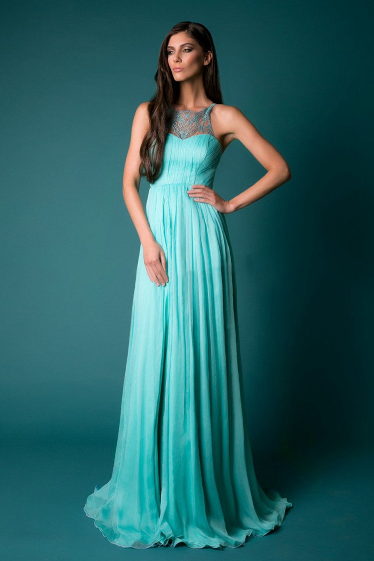 速卖通爆款外贸新款蓝色蕾丝拼接开叉拖地长裙 礼服裙bn0036