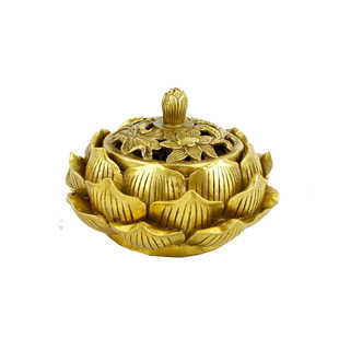 铜莲花香炉摆件 仿古莲花炉佛教用品家居摆件