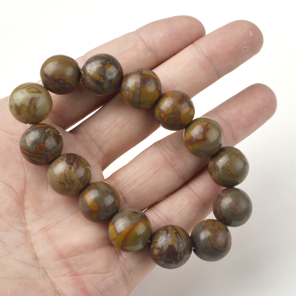 供应天然高档女娲石佛珠手链 女士气质圆珠保平安手串厂家批发