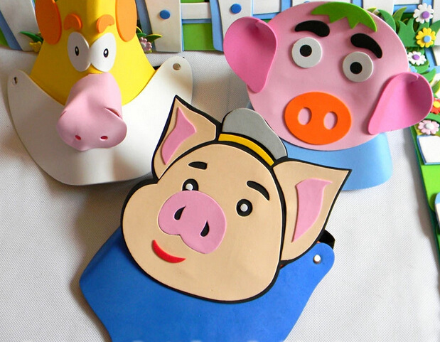 幼儿园eva卡通面具动物头饰亲子活动道具动物装扮面具喜洋洋
