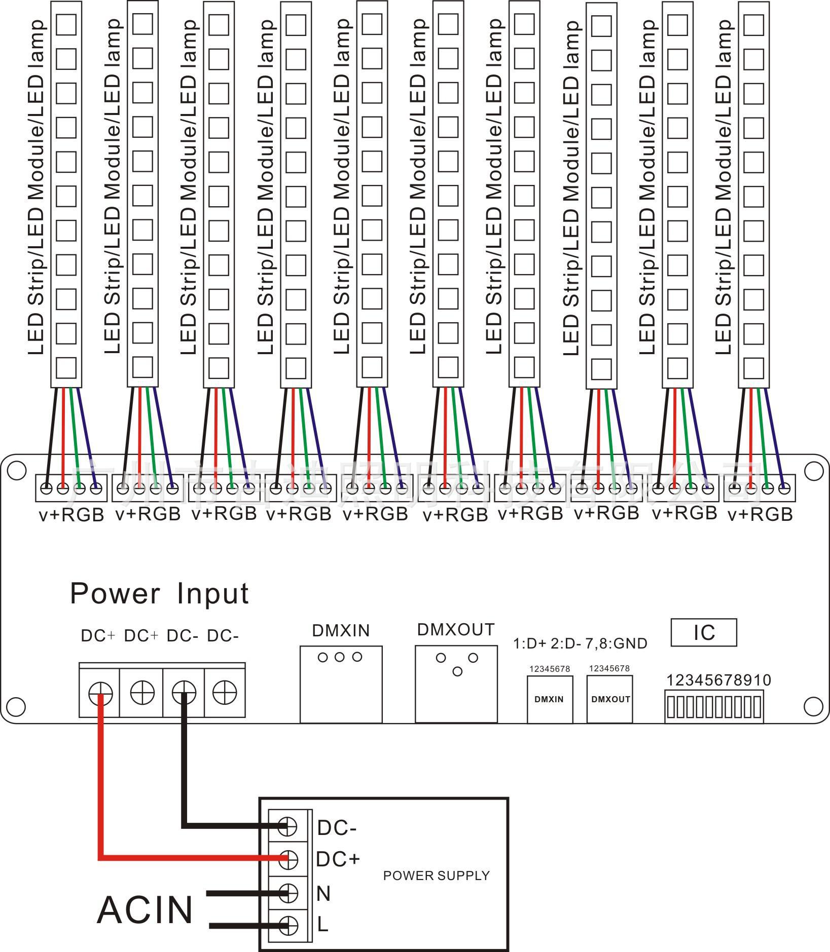 工程款30路dmx恒压解码器 多通道dmx512调光控制器 广州rgb控制器