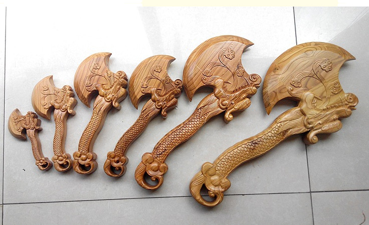 桃木斧头批发木雕工艺品搬家搬福结婚坐福用品家居挂件龙凤斧