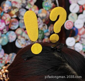 颜文字问号 周边 cos 发饰发卡发夹 漫展货源批发 不织布发夹子