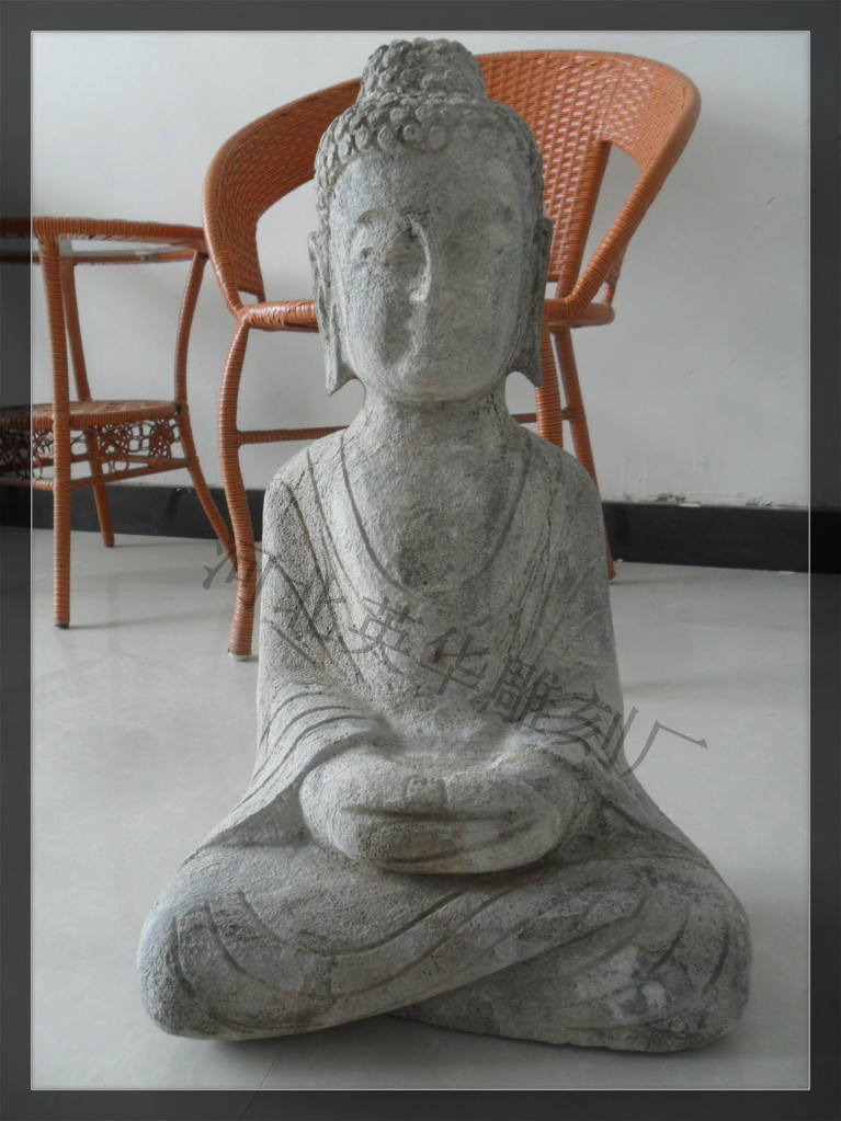 天然大理石青石石头坐佛佛像摆件装饰做旧仿古雕刻石雕老货批发