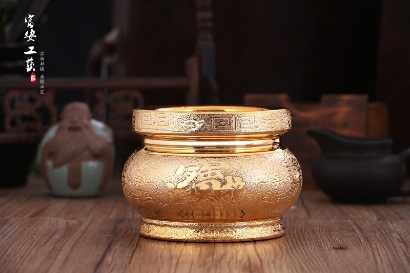 陶瓷镀金沙香炉 金沙莲花招财进宝香炉 莲花香炉 佛堂用品批发