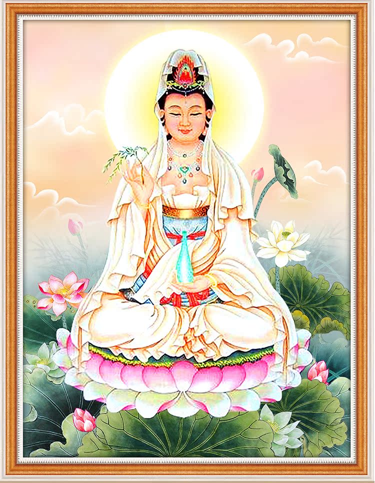 8074义乌厂家供应比十字绣好绣的5d坐莲观音满钻钻石画d.