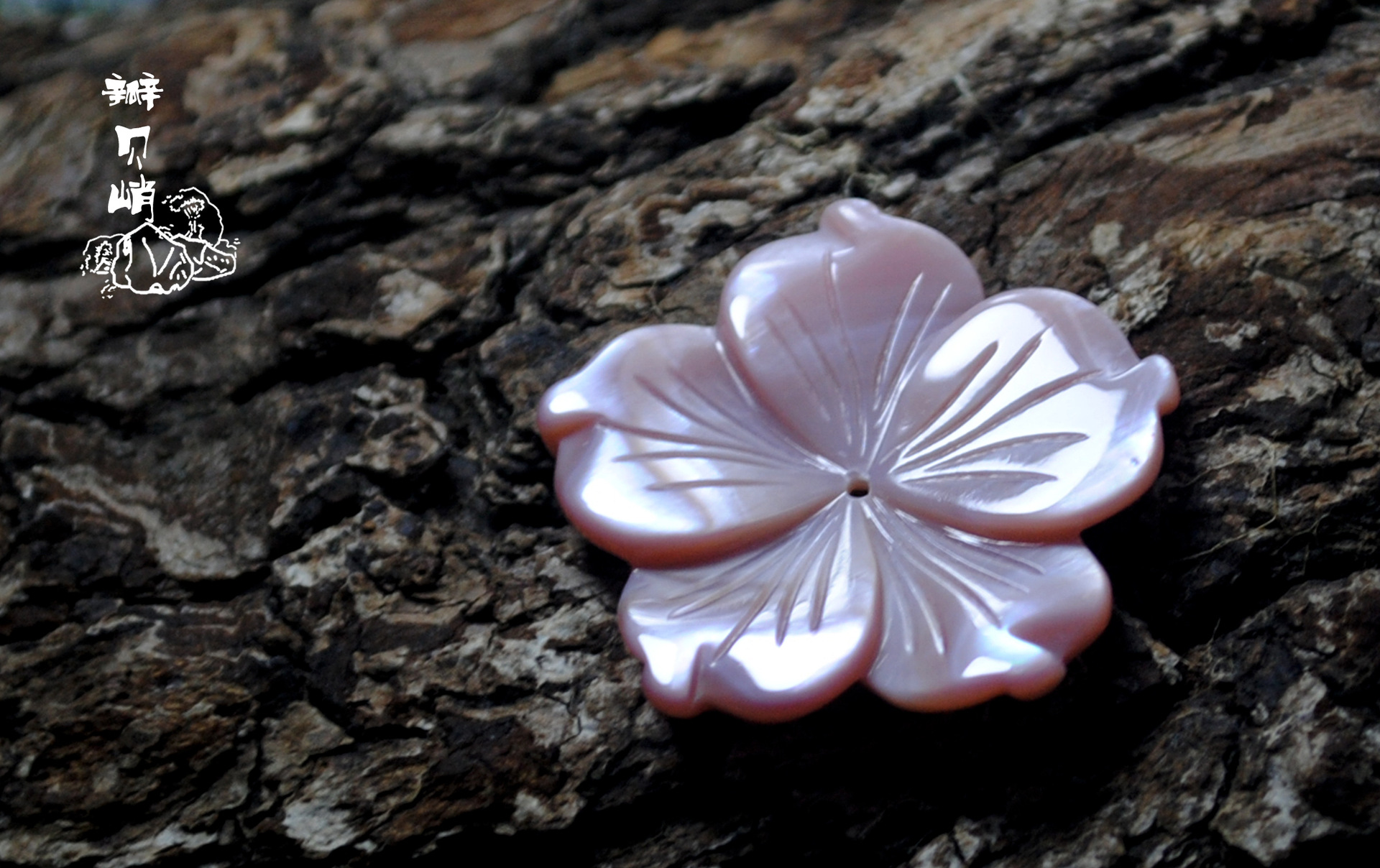 粉贝扭角花30mm五瓣贝壳花diy材料饰品配件发簪发饰胸针手工批发