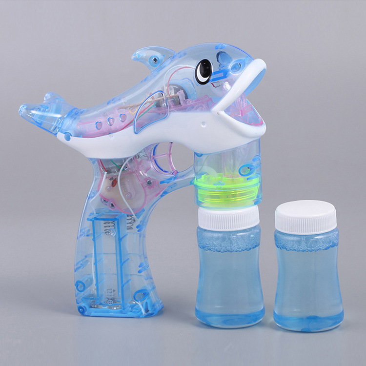 厂家直销 惯性音乐电动全自动泡泡枪小海豚卡通模型玩具泡泡枪