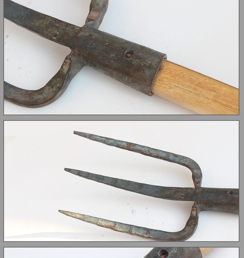 【供应】农业钢叉 手工锻打一体带把直叉 剜地起土钢三叉农用工具