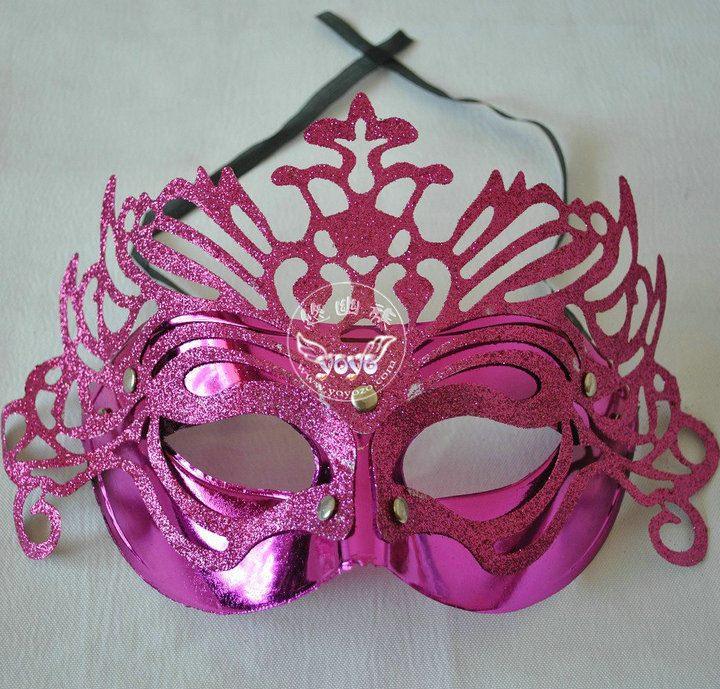 万圣节面具化妆舞会派对公主面具 半脸面具-金粉皇冠面具