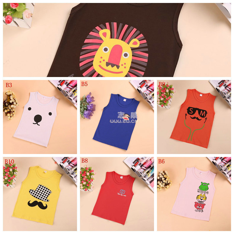 新款童装_2018新款印花童装儿童珠地棉背心中小童背心